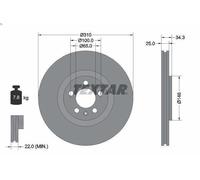 1X Disque de frein TEXTAR 92275905 pour AUDI A3 (8L1) 1.9 1996-2001