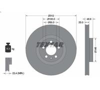 1X Disque de frein TEXTAR 92303303 pour VW POLO VI (AW1, BZ1, AE1) 2 2017-2021