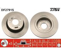 Disque de frein TRW DF2791S arrière, plein, 1 pièce