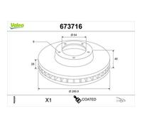1x Disque de frein VALEO 673716 convient pour IVECO MERITOR