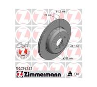 ZIMMERMANN Disque de frein arrière 150.2952.32 Ø330mm H64 Ép20mm 6/5 trous Ø112mm ventilé intérieur