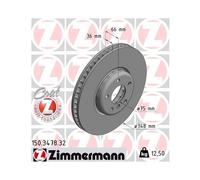 1x Disque de frein ZIMMERMANN 150.3478.32 convient pour BMW
