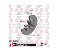 1x Disque de frein ZIMMERMANN 400.3638.00 convient pour MERCEDES-BENZ RENAULT