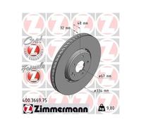 1x Disque de frein ZIMMERMANN 400.3669.75 convient pour MERCEDES-BENZ