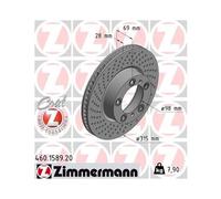 1x Disque de frein ZIMMERMANN 460.1589.20 convient pour PORSCHE