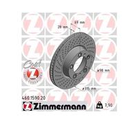 1x Disque de frein ZIMMERMANN 460.1590.20 convient pour PORSCHE