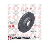 1x Disque de frein ZIMMERMANN 600.3226.20 convient pour PORSCHE VAG