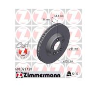1x Disque de frein ZIMMERMANN 600.3227.20 convient pour PORSCHE VAG