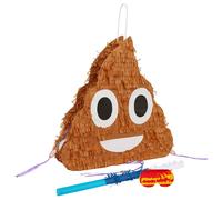 1x Emoji Caca Pinata à Déplier Set avec Bâton et Bandeau Bâton Bleu Fête Jeu
