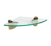 1x Étagère d'Angle de Salle de Bain en Verre Flottant 20cm Clair/Or Stockage