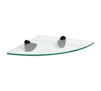 1x Étagère d'Angle de Salle de Bain en Verre Flottant 30cm Clair/Noir Stockage