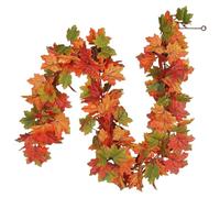 1x Fall Leaves Garland - 175cm Autumn Leaves Garland, Artificial Fall Garlands, Hangable Realistic Autumnn Rattan | Autumn Vines and Table Decorations for Indoors and Outdoors, Home, Wedding