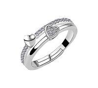 1X Femmes Bague Bijoux Élégant en Argent Coeur Réglable Anneau Ouvert De Mariage Partie Thumb Knuckle Anneau Très Pratique et Populaire Lovely and Professional