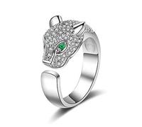 1X femmes bijoux argent tête de léopard réglable anneau ouvert fête de mariage anneau de pouce
