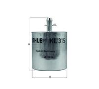 Mahle Original Filtre à carburant KL 315 54,6mm/79,4mm - convient pour BMW G650 X-Challange 2006