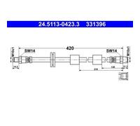 Flexible de frein 24.5113-0423.3 ATE pour BMW 5 5 Touring 7 8