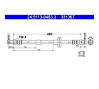1x Flexible de frein ATE 24.5113-0483.3 convient pour MERCEDES-BENZ