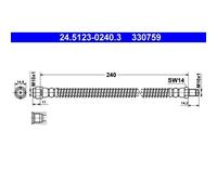 1x Flexible de frein ATE 24.5123-0240.3 convient pour MERCEDES-BENZ