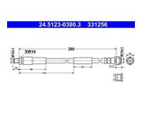 1x Flexible de frein ATE 24.5123-0380.3 convient pour MERCEDES-BENZ