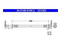 Flexible de frein 24.5140-0194.3 ATE pour VW TRANSPORTER T5 Fourgon MULTIVAN T5