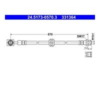 1x Flexible de frein ATE 24.5173-0570.3 convient pour MINI