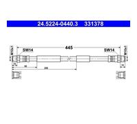1x Flexible de frein ATE 24.5224-0440.3 convient pour VAG