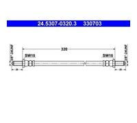 ATE Flexible de frein pour ALFA ROMEO: Spider, 2000, 1750, GT, Montreal, 1300, GTA (Ref: 24.5307-0320.3)