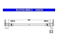 1x Flexible de frein ATE 83.6103-0600.3 convient pour BUESSING FORD HANOMAG