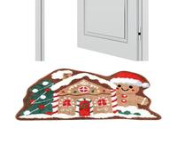 1x Gingerbread Door Mat,60x40cm Non Slip Decorative Cute Soft Christmas Doormat - Kitchen Bath Welcome Mat, Shape-Retaining Gingerbread Rugs,for Porch Entrance Shower Home Bedroom Living Room