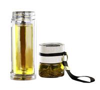 1x Glass Tea Infuser Bottle - 450ml Tea Flask Bottle With Dangling Rope | Portable Fruit Infuser Bottles With Stainless Steel Filter, Leakproof Travel Cup For Loose Leaves And Fruit Infused Water