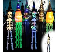 1x Halloween Décoration Lumière fantôme suspendue, LED Halloween Décoration fantôme squelette Lampe à suspendre fonctionnant avec des piles pour fête Bar Terrasses Pelouses Jardins Arrière-cours Maiso