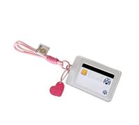 1x Hard Badge Holder | With Heart Charm Cute Double Slots Bag | Identification Badges & Accessories | For Purse Handbag Car School Birthday Christmas Valentines Daily Thanksgiving Party Offices