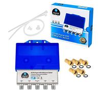 1x Interrupteur HQ DiseqC Interrupteur 4/1 avec boîtier étanche HB-DIGITAL 4X Sat LNB 1 x abonné/récepteur pour Full HDTV 3D 4K UHD + 5 x connecteur F plaqué Or plaqué Or