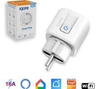 1x iqore Prise intelligente WiFi WLAN avec mesure de courant et commande vocale, minuterie, application SmartLife, Mini Smart Plug, Alexa & Google