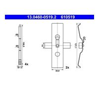 1x Kit d'accessoires, plaquette de frein à disque ATE 13.0460-0519.2