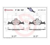 1x Kit de plaquettes de frein, frein à disque BREMBO P 06 107 convient pour