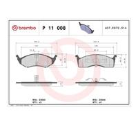 Brembo Plaquettes de frein P 11 008 - Jeu de 4 pour Chrysler Dodge Plymouth