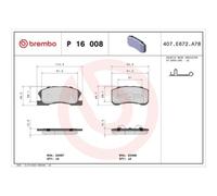 Brembo Plaquettes de frein P 16 008 pour Daihatsu Sirion, YRV