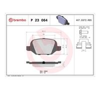1x Kit de plaquettes de frein, frein à disque BREMBO P 23 064 convient pour
