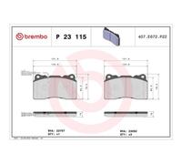 1x Kit de plaquettes de frein, frein à disque BREMBO P 23 115 convient pour