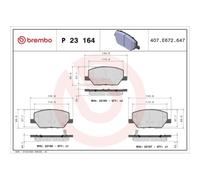 1x Kit de plaquettes de frein, frein à disque BREMBO P 23 164 convient pour