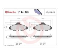 1x Kit de plaquettes de frein, frein à disque BREMBO P 24 045 convient pour
