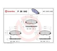 1x Kit de plaquettes de frein, frein à disque BREMBO P 28 042 convient pour