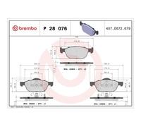 1x Kit de plaquettes de frein, frein à disque BREMBO P 28 076X convient pour