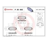 1x Kit de plaquettes de frein, frein à disque BREMBO P 30 063 convient pour