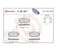 1x Kit de plaquettes de frein, frein à disque BREMBO P 30 077 convient pour