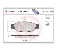 1x Kit de plaquettes de frein, frein à disque BREMBO P 36 012 convient pour
