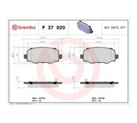1x Kit de plaquettes de frein, frein à disque BREMBO P 37 020 convient pour