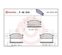 1x Kit de plaquettes de frein, frein à disque BREMBO P 49 010 convient pour