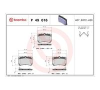 1x Kit de plaquettes de frein, frein à disque BREMBO P 49 016 convient pour